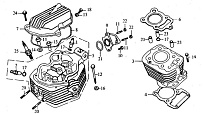 Цилиндр, головка цилиндра ДВИГАТЕЛЯ Racer 164FML 200 cc, 166FMM 250 cc