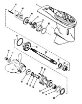 Корпус коробки передач (PROP SHAFT)(BIGFOOT)(SEAPRO/MARATHON/PONTOON) 2-Х ТАКТНОГО ПЛМ MERCURY 60 Серийный номер от 9683055 до 9885344