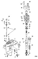 Корпус редуктора, карданный вал (Часть 1) 2-х тактного ПЛМ MERCURY Jet 25 Серийный номер от 0N088578 и выше