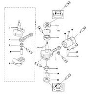 Коленчатый вал и поршень 2-Х ТАКТНОГО ПЛМ MERCURY ME 2,5M Серийный номер от 0T894577 и выше