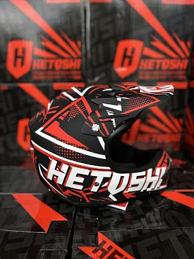 Шлем кроссовый детский HETOSHI MX289 Цв. Красно-черно-белый Матовый р. XL