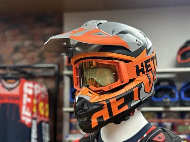 Шлем кроссовый HETOSHI OF836 EXOSS CROSS PRO MX289 цв.Серо-оранжево-черный Матовый р.L