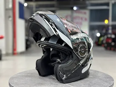 Шлем модуляр HETOSHI XD1-254 цв. Черный с белыми и серыми вставками р. XL