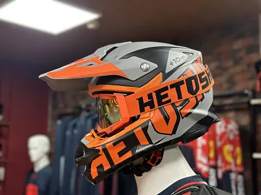 Шлем кроссовый HETOSHI OF836 EXOSS CROSS PRO MX289 цв.Серо-оранжево-черный Матовый р.XS